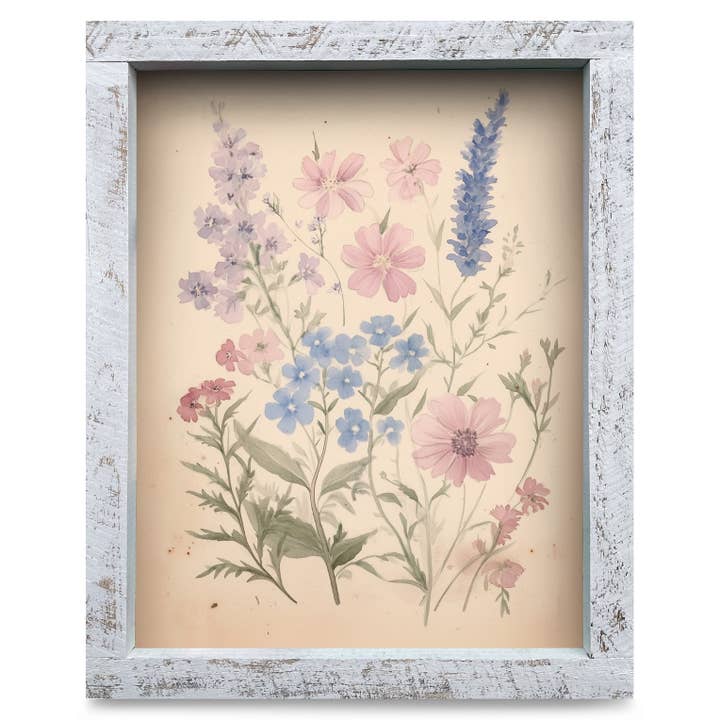 Fleurs Sauvages Fanées | Impression d'Art Mural Encadrée en Bois Véritable pour la vente par Mill Wood Art