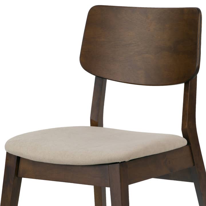 Glamour Home - Wholesale Chair - Set of 2 Astin Dark Brown Wood Chair with Beige Fabric Seat5