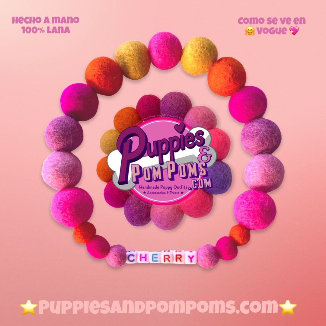 Puppies & Pom Poms - Wholesale Pet Collar - Dog - Pink - Personalised Pom Pom Dog Collar13