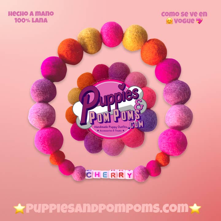 Puppies & Pom Poms - Wholesale Pet Collar - Dog - Pink - Personalised Pom Pom Dog Collar13