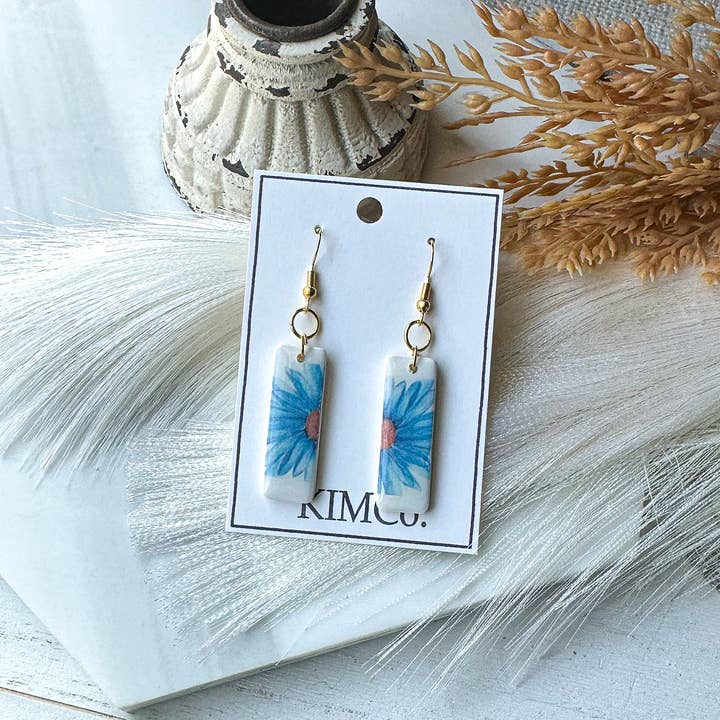Polymer Clay Earrings - Everyday - Coastal Daisies for wholesale by KIMCo.
