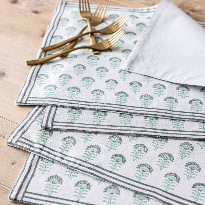 over&back - Wholesale Placemat - Artisan Hand-Blocked Placemats – 100% Cotton – Set of 423