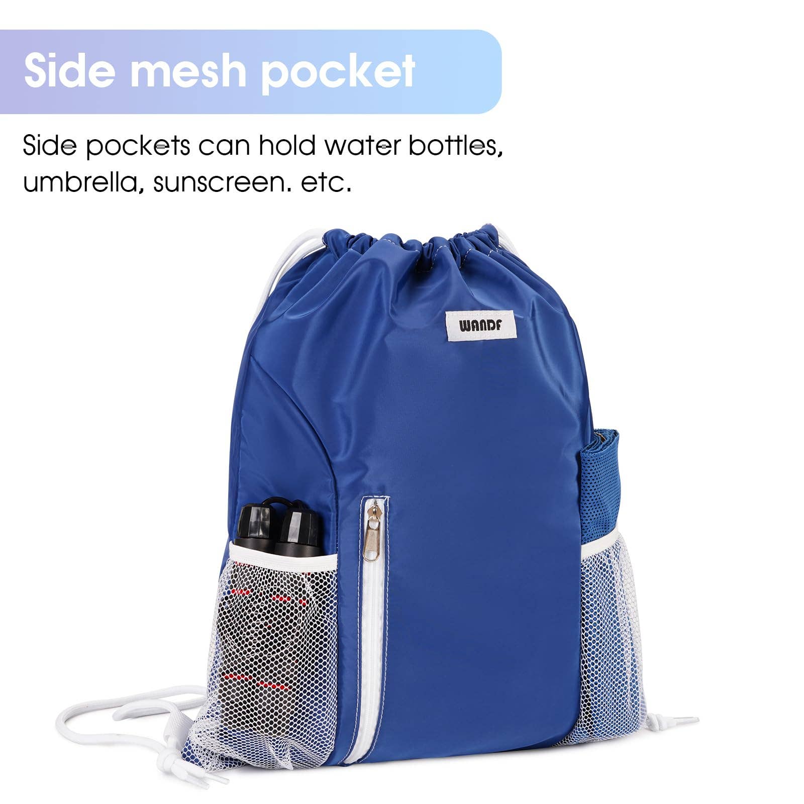 wandf - Vente Sac à cordon de serrage – unisexe - Sac à dos à cordon WF6038 Sports Gym avec poches en maille32