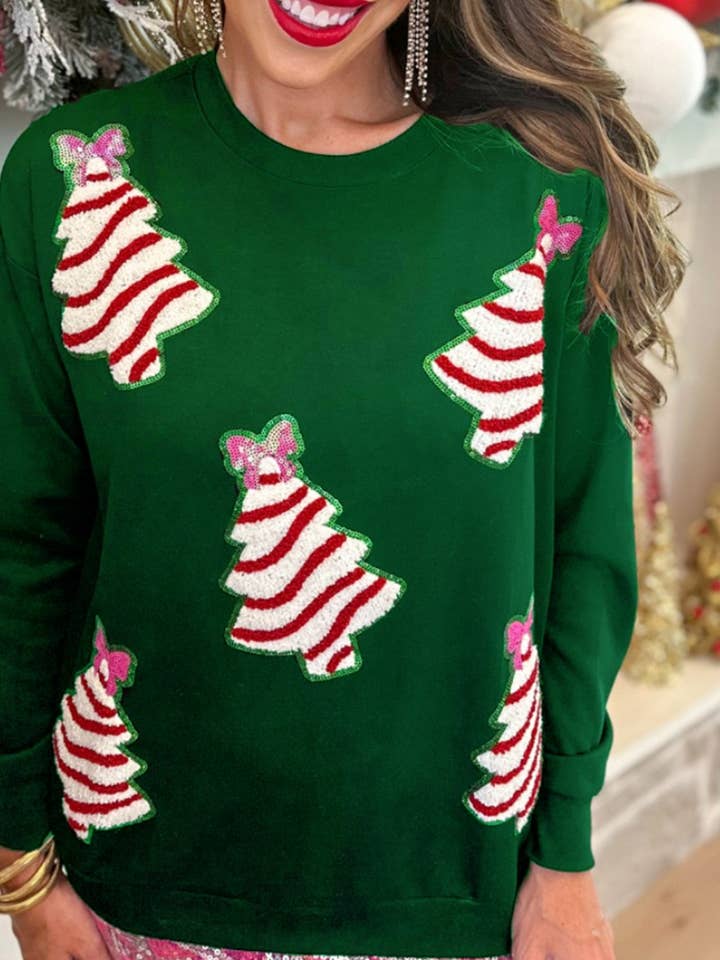 NINEXIS - Wholesale Blouse - Women's - CWTBLL01233_CHRISTMAS TREE SEQUINED CASUAL LOOSE SWEATSHIRT1