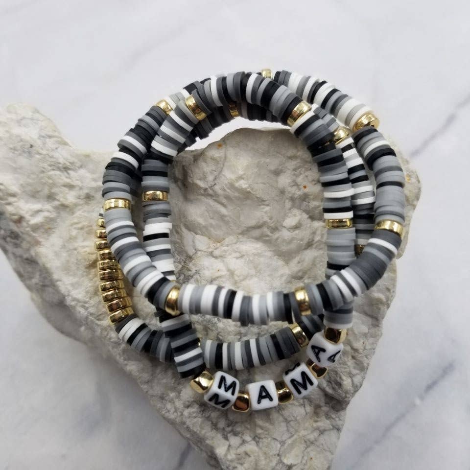 The Pretty Jewellery - Venta al por mayor Juegos de joyas - Set de 3 pulseras Heishi grises MAMA1