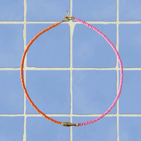 Beaded Fish Two Tone Necklace for wholesale by driftaway jewelry