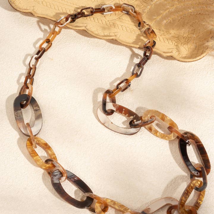 COSMOS - Wholesale Link & Chain Necklace - Bohemian Chic Long Gradient Links Resin Necklace7