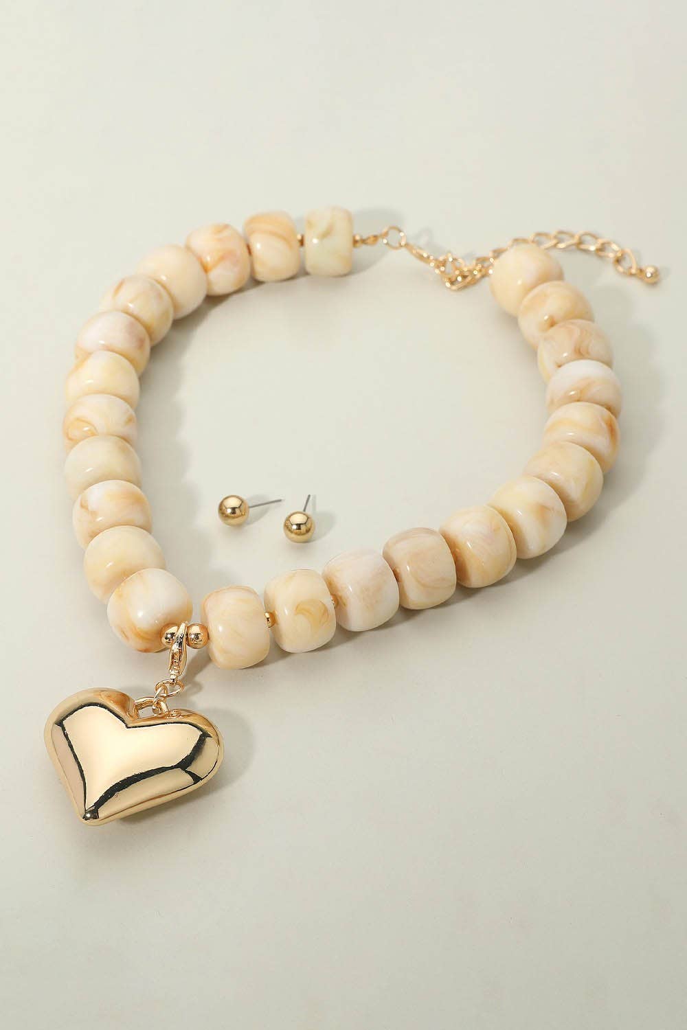 anbfashion – wholesale Beaded/pearl necklace – PUFFY HEART PENDANT BEADED NECKLACE 8