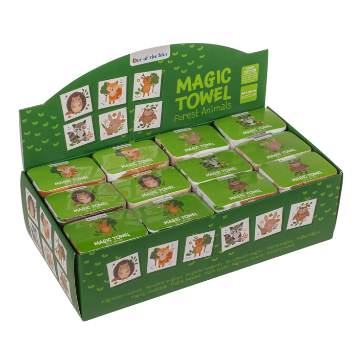 Out of the blue KG - Vente Torchons - Serviette magique en coton avec animaux de la forêt, environ 30 x 30 cm, lot de 6 modèles assortis2