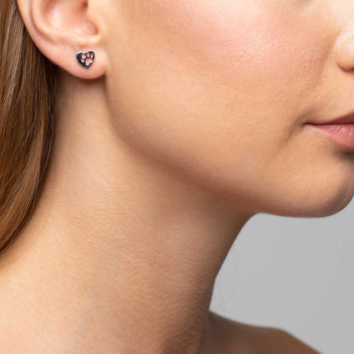 Paw Print Heart Earrings for wholesale by Mimi + Marge