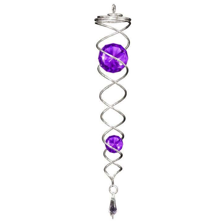 Silver / Purple - Crystal Twister Wind Spinner for wholesale by Spinfinity Designs
