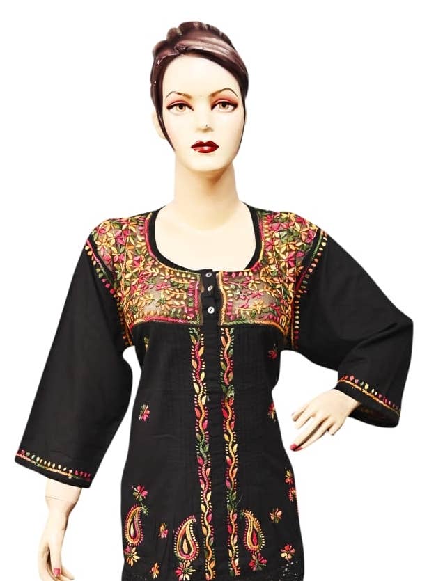 Hand Embroidered Chikankari Cotton Kurta For Women And Girls for wholesale by The Treasures of India