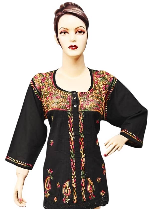 Hand Embroidered Chikankari Cotton Kurta For Women And Girls for wholesale by The Treasures of India