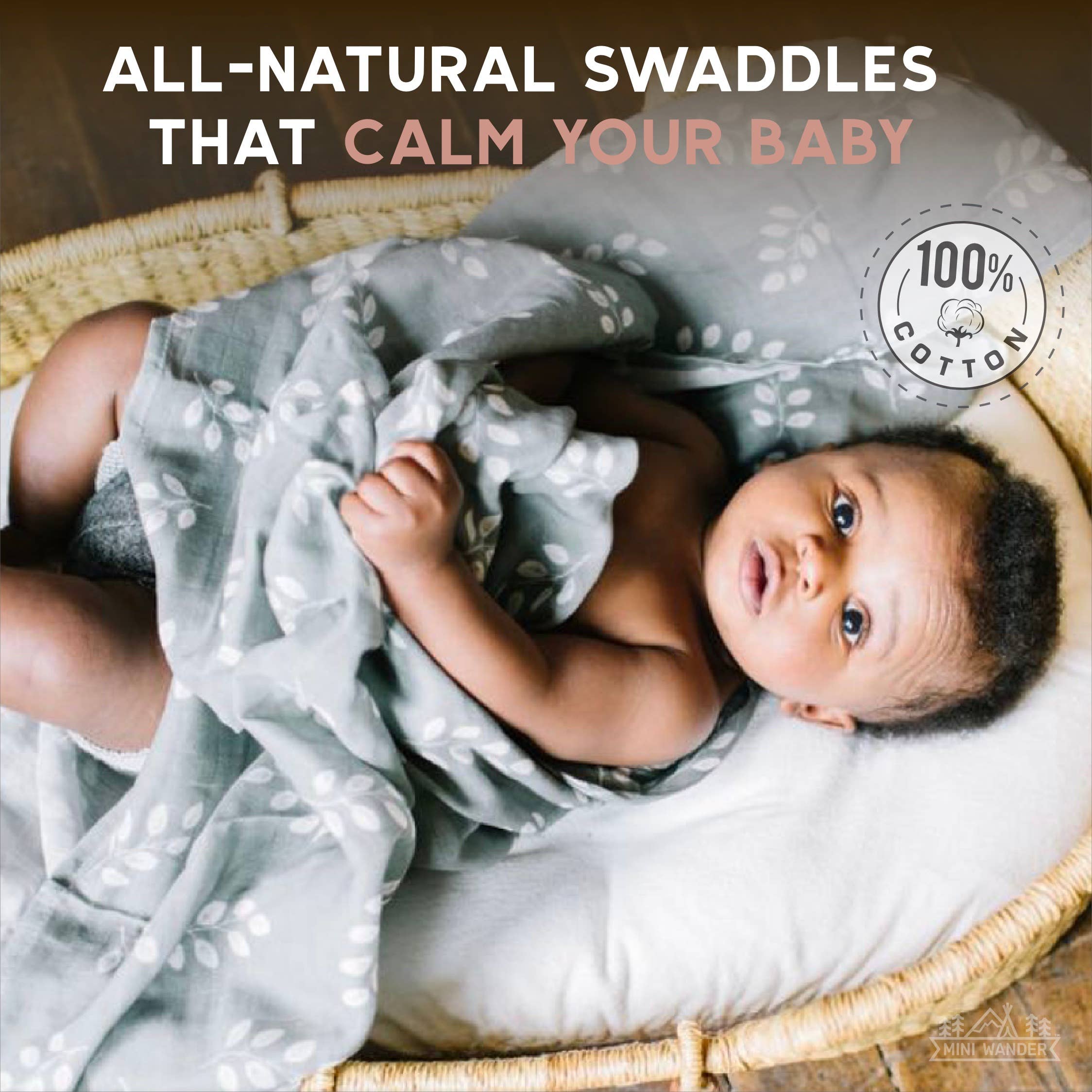 Mini Wander, LLC - Wholesale Swaddle - Baby - Muslin Swaddle Baby Baby Blanket – Leaves4