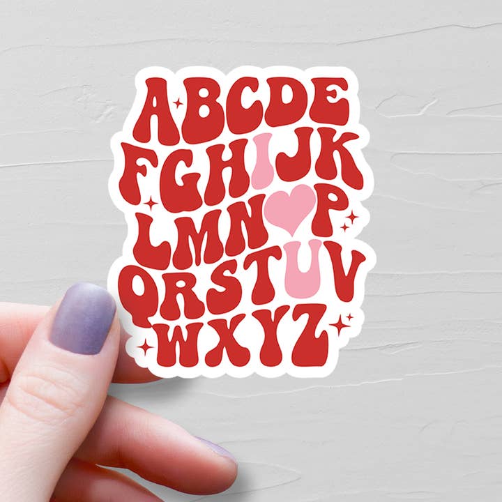 ABC Valentine Sticker, Vinyl Stickers for wholesale by PlumPolkaDot