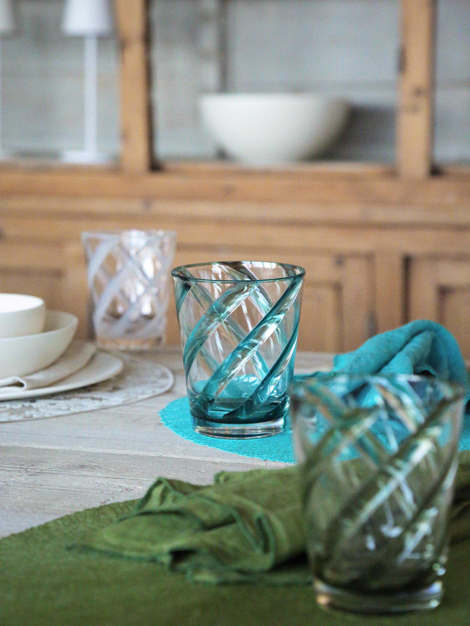 Fiorirà un giardino - Wholesale Drinking Glass/Cup - Spiral Turquoise Transparent Methacrylate Glass D9 H11 cm2