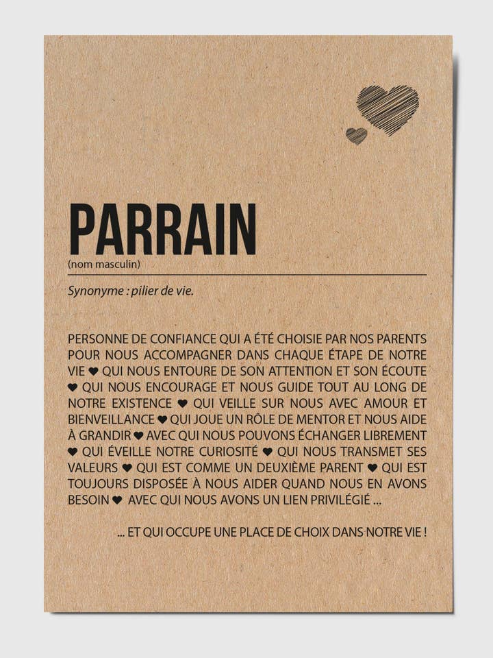 Carte postale définition Parrain pour la vente par HappyWeSisters