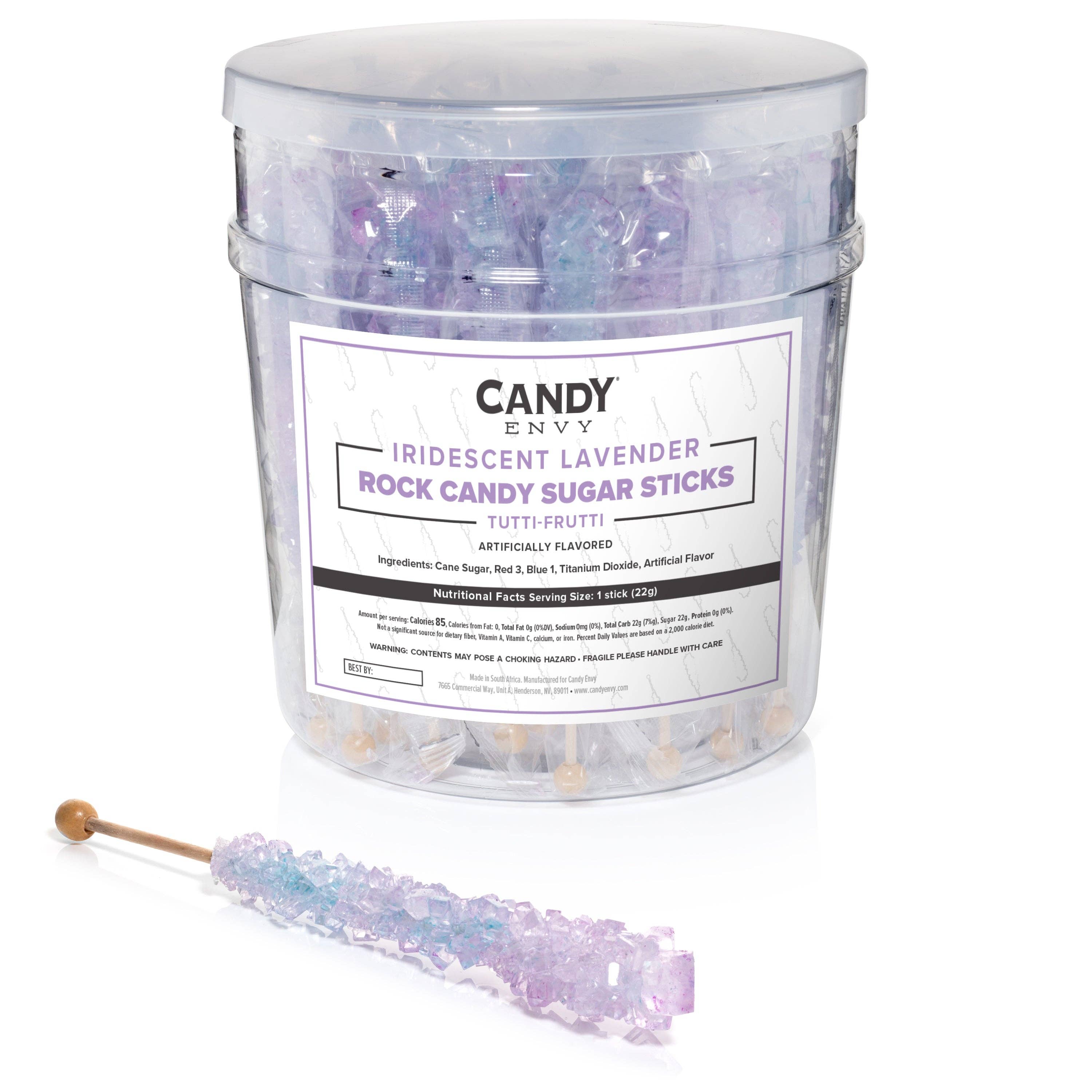 Candy Envy - Wholesale Hard Candy - Iridescent Lavender Rock Candy Sugar Sticks - Tutti Frutti Flavor6