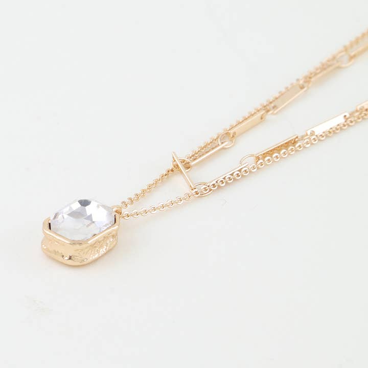 Cubic Rhinestone Bar Chain Necklace for wholesale by 3AM BY H&D ACCESSORIES