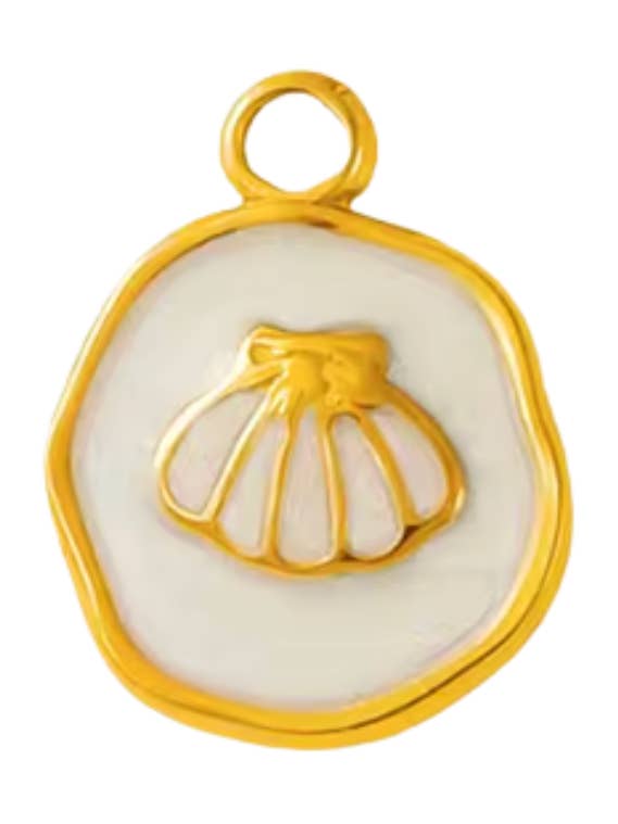 Musling Vedhæng Charm Guld & Hvid for engroshandel hos Coco Luna Collection