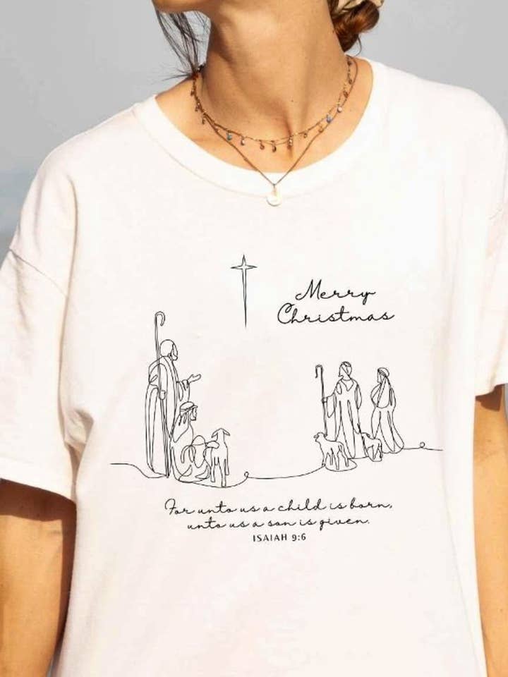 Peach Closet - Wholesale Screen Printed T-Shirt - Women's - Merry Christmas Isaiah 9:6 Tee0