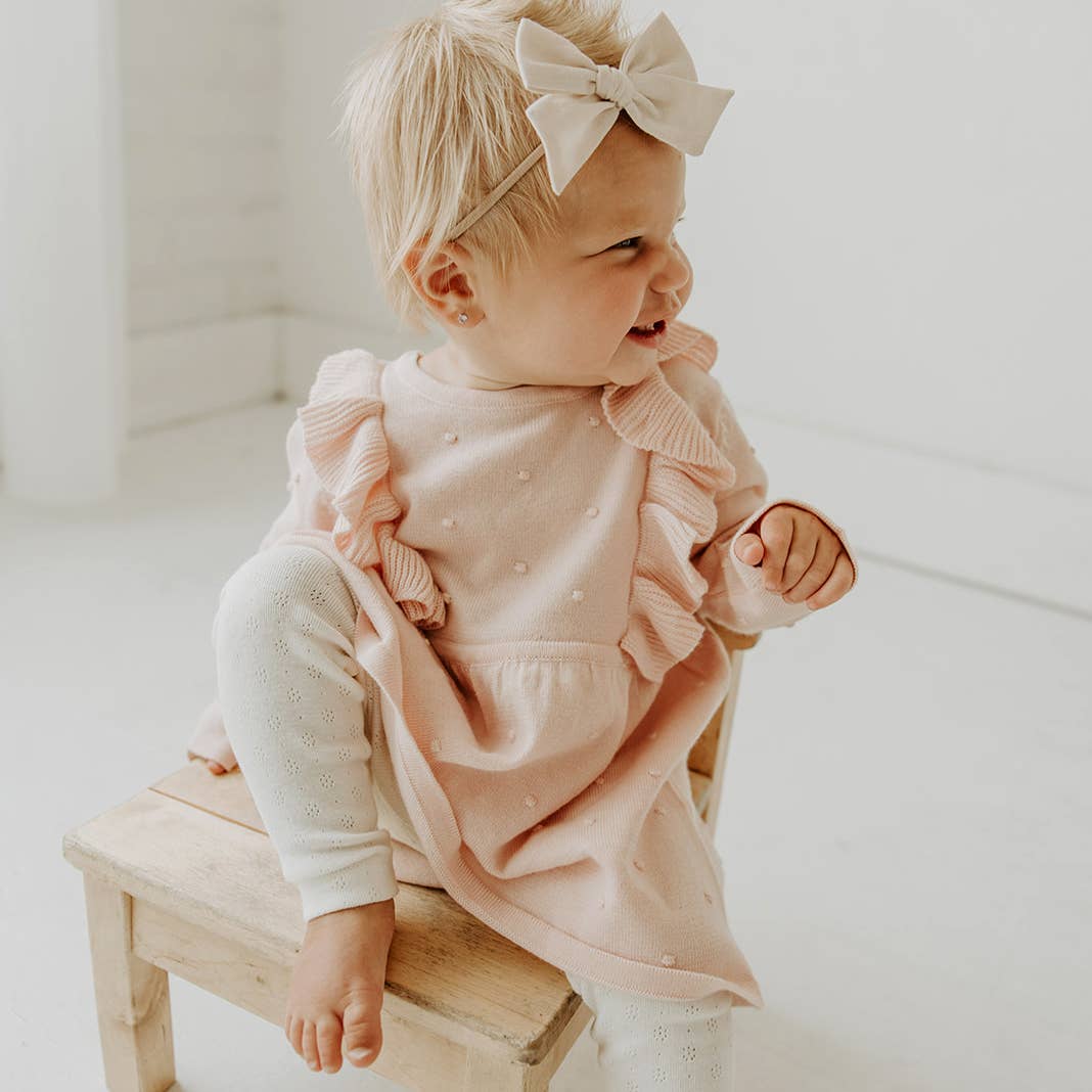 Viverano Organics - Wholesale Dress - Baby - Milan Ruffle Bobble Baby Sweater Knit Dress (Organic Cotton)8