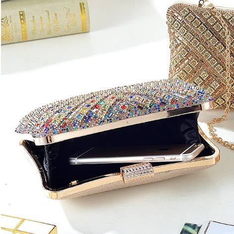 PEACH ACCESSORIES - Wholesale Clutch Bag - Women's - Crystals Stones Evening Clutch Bag 50306