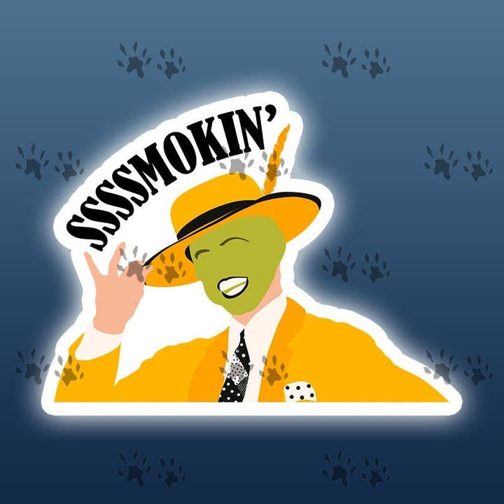 The Mask, Smokin', Filmsticker, Films uit de jaren 90, Nostalgie, Popcultuur, Grappige sticker, Grappig, Humor voor wholesale door The Red Otter