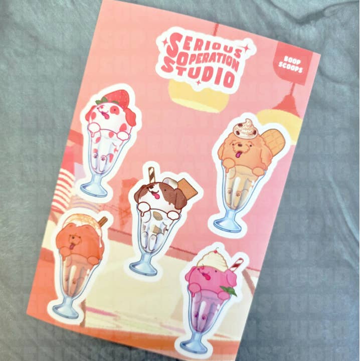 Boop Scoops Waterproof Vinyl Sticker Sheet for wholesale by SeriousOperationStudio