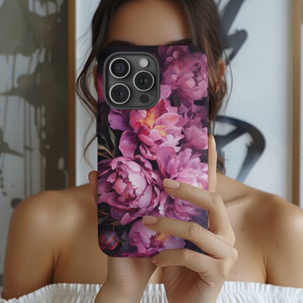 Burgundy Peony Floral iPhone Case – Vintage Cottagecore for wholesale by My Gifting Sister