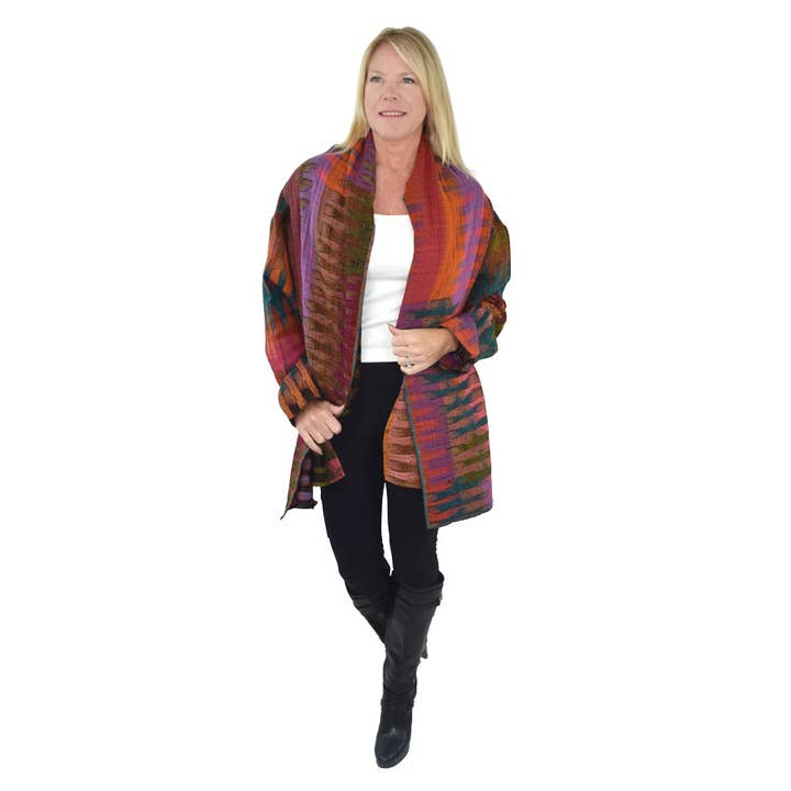 Dupatta Designs - Wholesale Coat - Women's - Zipper Head Sweater Jacket Wrap Coat with Scarf