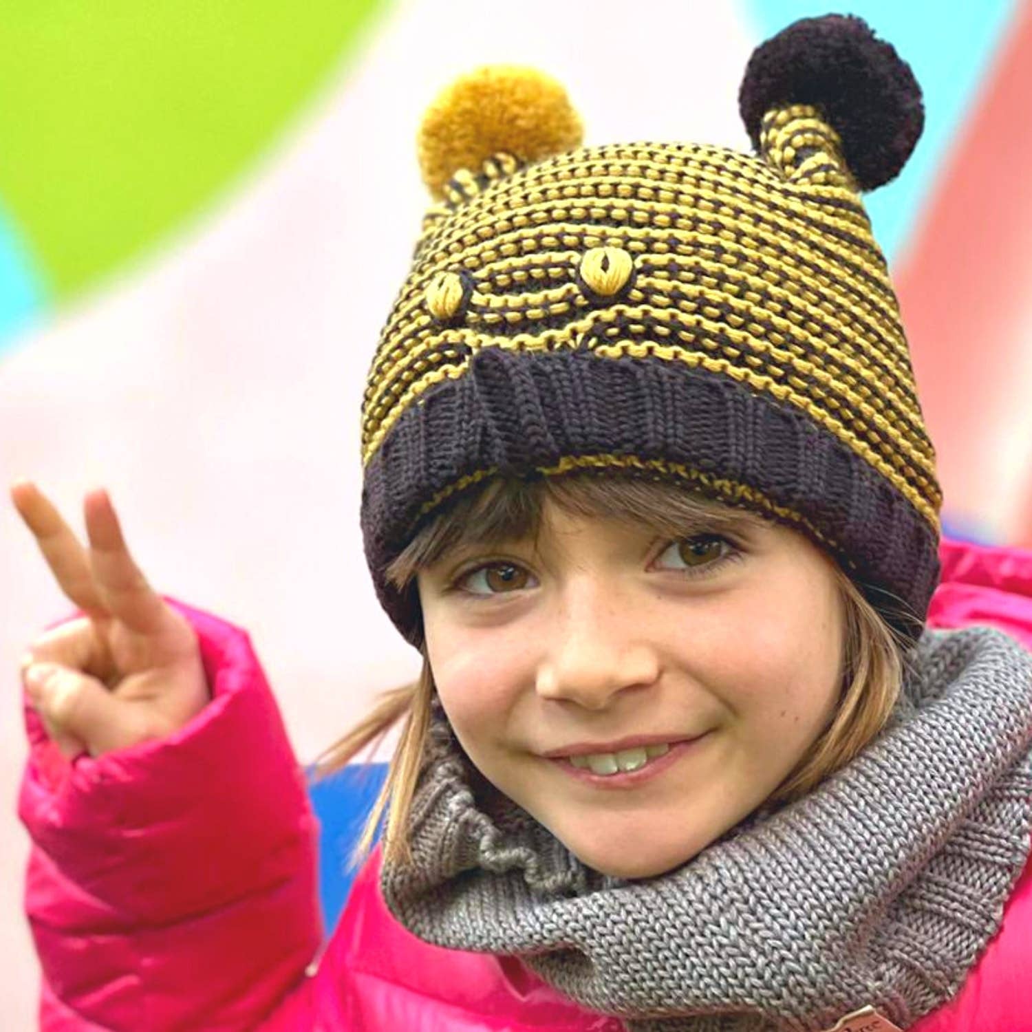 Tundem - Wholesale Beanie - Kids - Children's winter cap, 100% merino, accessories, bee3