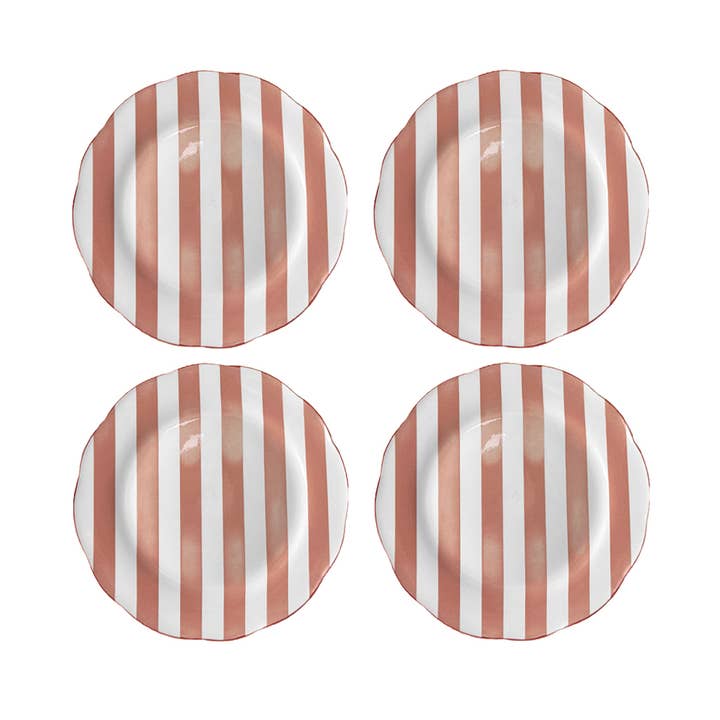 Set of 4 pink trattoria dinner plates D26.7cm for wholesale by Opjet Paris