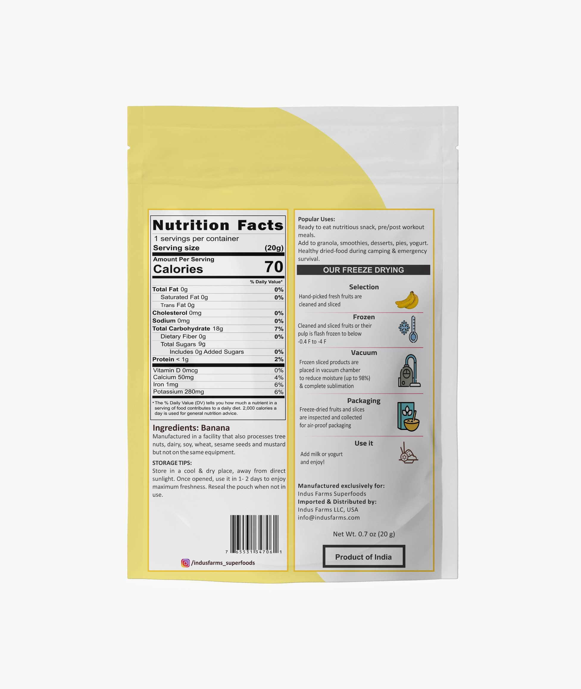 Indus Farms Superfoods – wholesale Dried/dehydrated fruit – 100% Pure Freeze Dried Banana, GMO-Free, Paleo, Vegan12