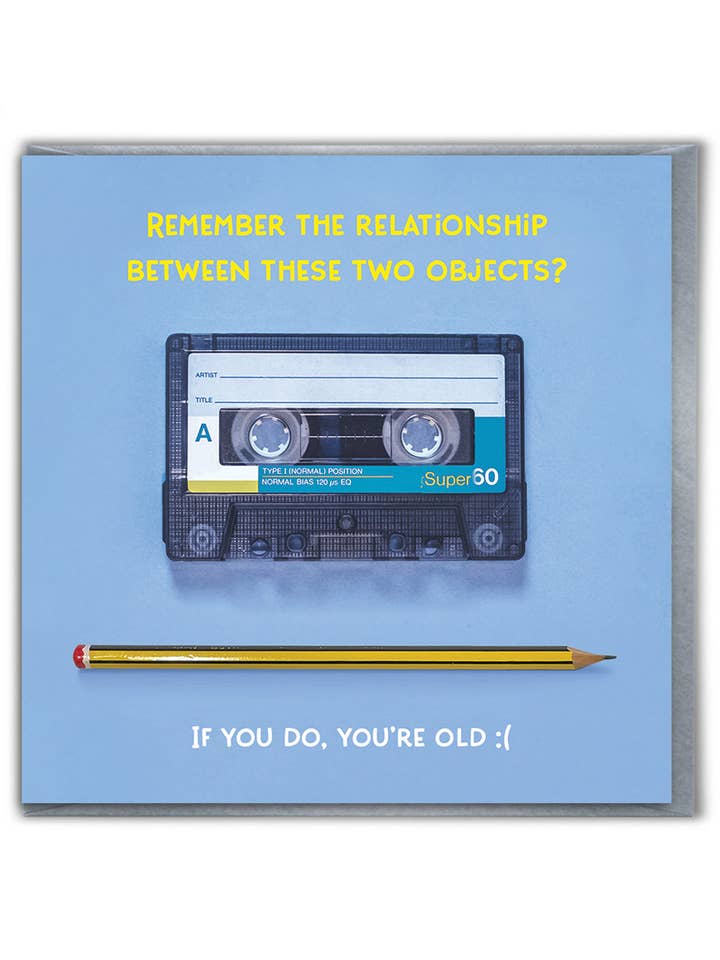 Funny Birthday Card - Cassette Tape Retro Greetings Card for wholesale by Brainbox Candy