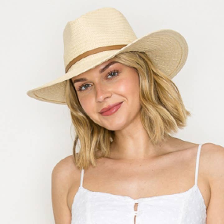Handwoven ivory toyo straw panama hat for wholesale by One and Only Accessories