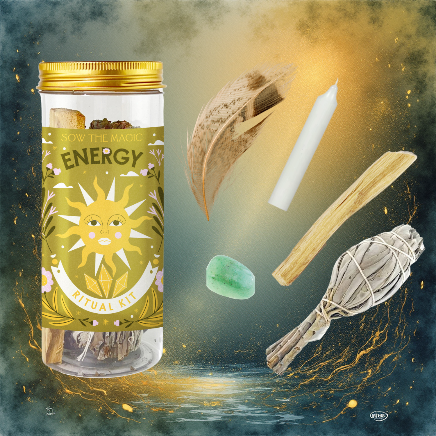 Sow the Magic - Wholesale Meditation Supplies - Energy Ritual Kit with Aventurine, Palo Santo + Sage3