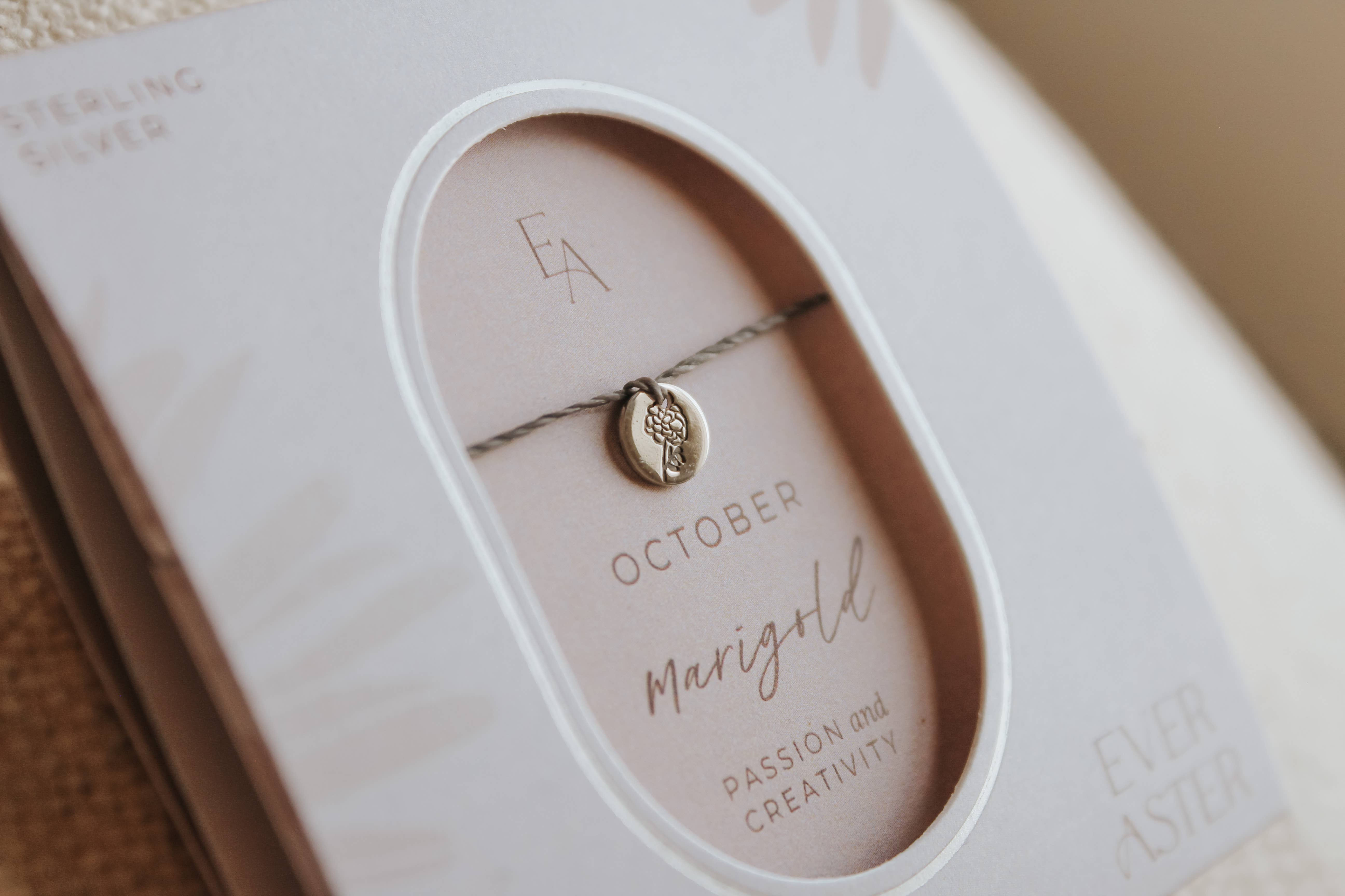 Ever Aster - Wholesale Charm/Dangle Bracelet - October Marigold Birth Flower Bracelet2