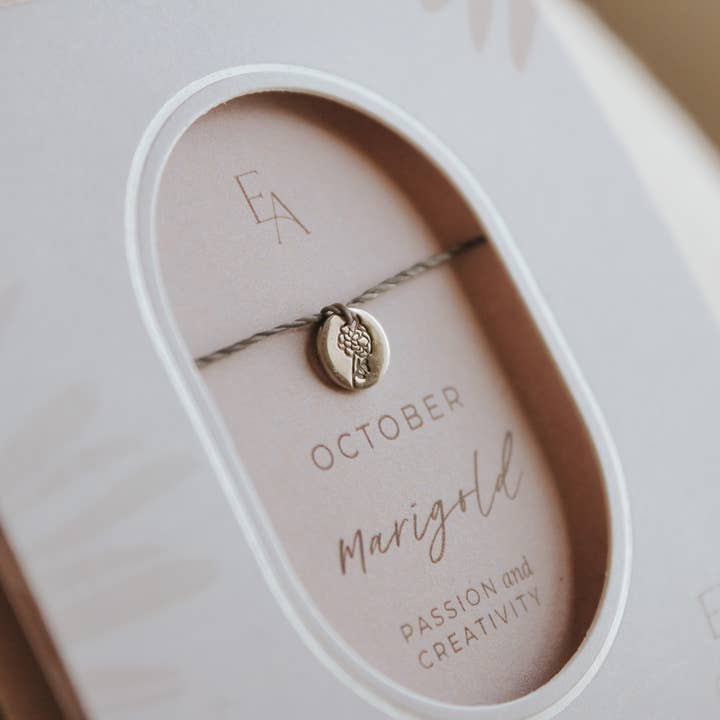 Ever Aster - Wholesale Charm/Dangle Bracelet - October Marigold Birth Flower Bracelet2