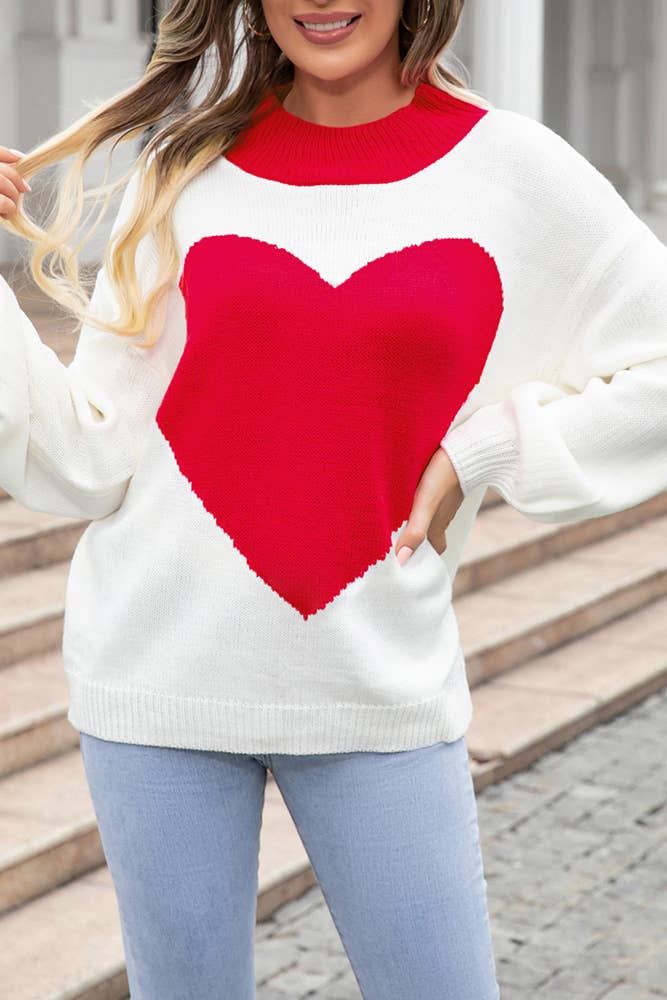 Comely Fashion - Wholesale Knit Sweater - Women's - Heart Pattern Knit Valentine Pullover Sweater1