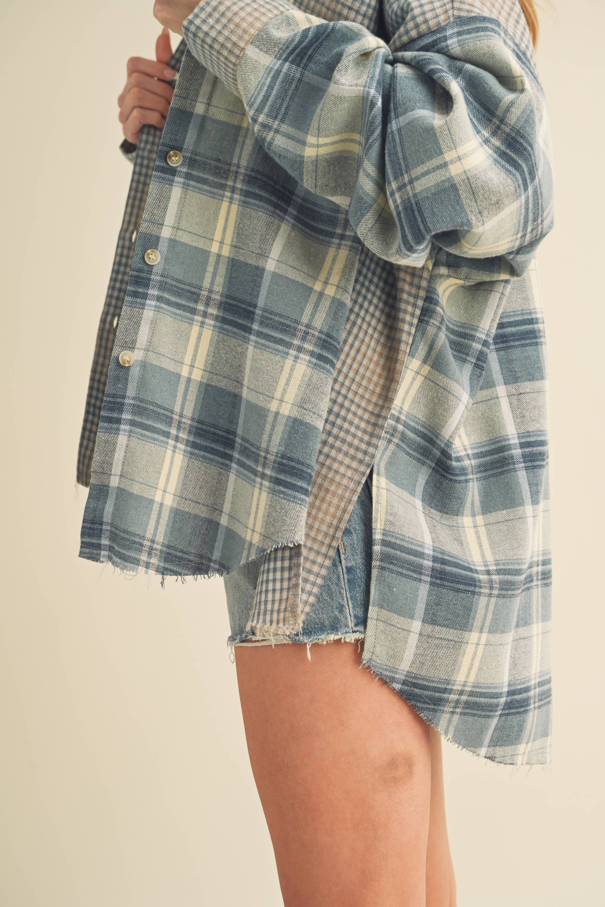 AEMI + CO - Wholesale Button Down Shirt - Women's - 8376EN Kambrie Plaid Flannel Shirt5