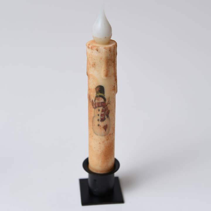 LMS Wholesale - Wholesale Flameless Candle - Snowman with Cardinals LED Time Taper Candle1