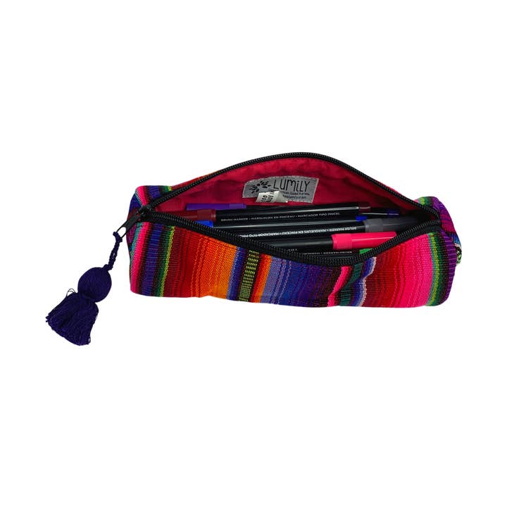 Lumily - Wholesale Pencil Case/Pouch - Hacienda Multicolor Sarape Pencil Case | Makeup Brush Bag2