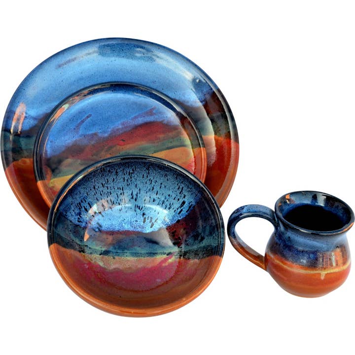 A Non-Pattern Glazed Place Setting A Non-Pattern Glazed Party Plate Chip and DipA Non-Pattern Glazed Party Plate Chip and Dip A Non-Pattern Glazed Party Plate (made to order) for wholesale by Always Azul Pottery