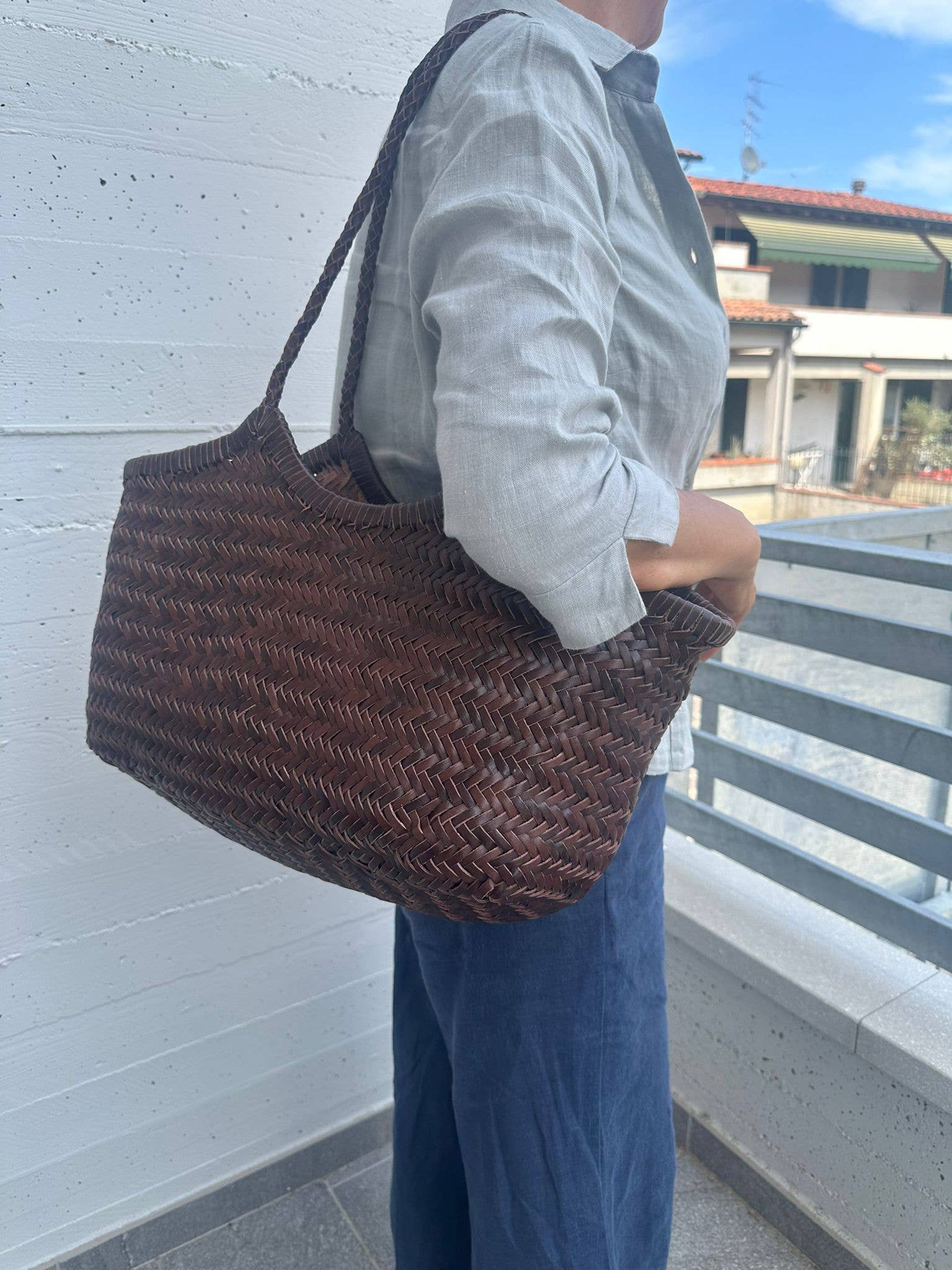 Zhade – Sacola - Mulher por atacado – DORA PREMIUM - grande entrançada à mão em pele genuína12