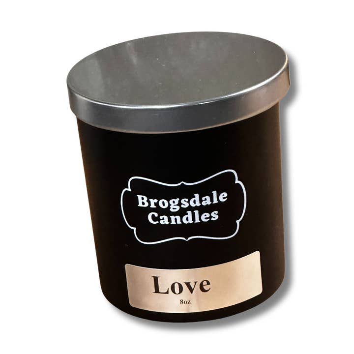 Love Hand poured soy blend wooden wick candle. for wholesale by Brogsdale Candles