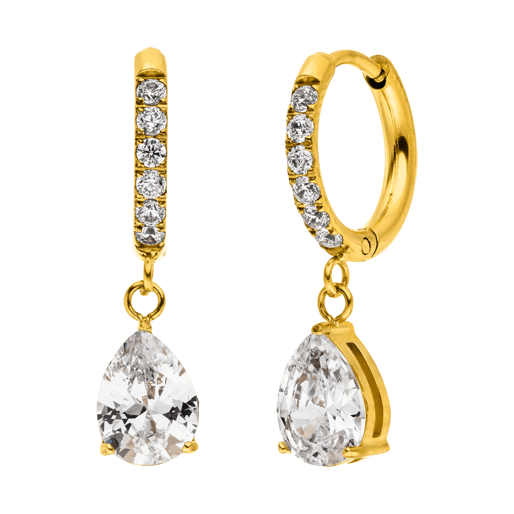 Schmuckgroßhandel - Wholesale Dangle Earrings - Tear Drop earrings | 18K gold plated0