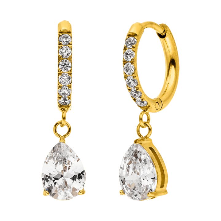 Schmuckgroßhandel - Wholesale Dangle Earrings - Tear Drop earrings | 18K gold plated