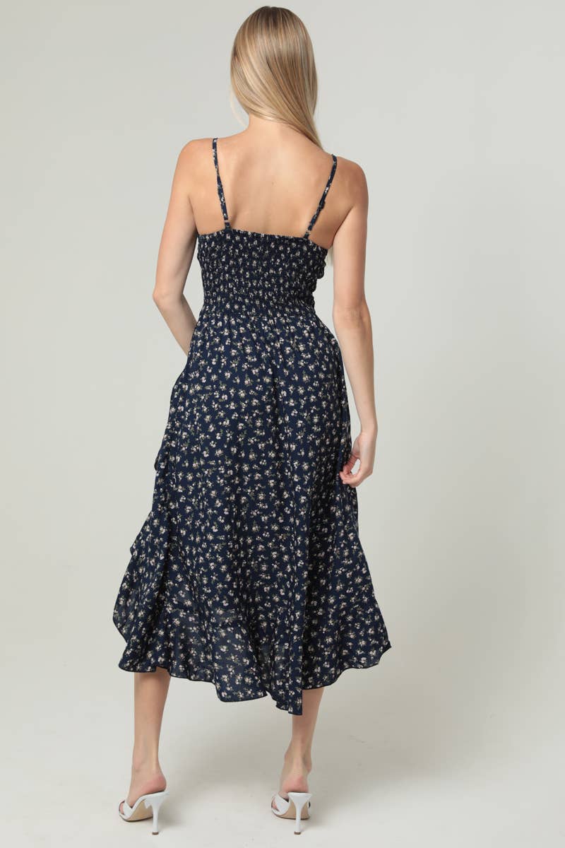 ANGIE - Wholesale Dress - Women's - C4F25-WA92 V NECK TWIST FRONT CUT OUT SIDE SLIT RUFFLE MIDI 4