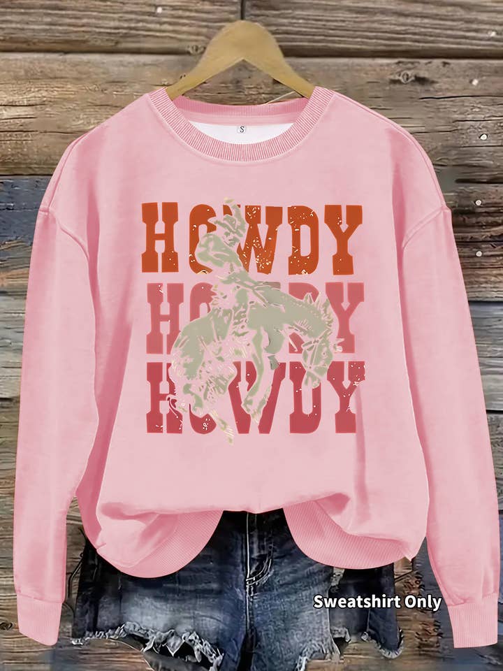 Rosa Clothing - Wholesale Sweatshirt - Women's - Western Cowboy Ranch Howdy Print Sweatshirt1